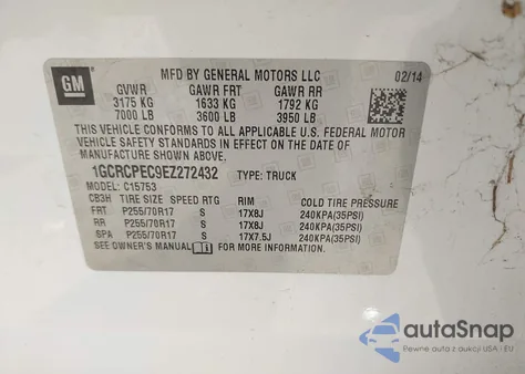 2014 Chevrolet Silverado 1500 Work Truck 2Wt из США, поврежденный, VIN 1GCRCPEC9EZ272432